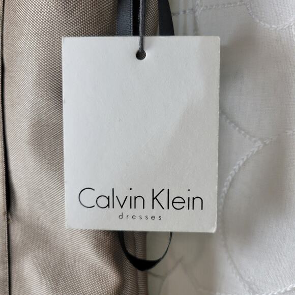 Calvin Klein Dress 8 Taupe Metallic Sleeveless Sheath Lined Career Tailored NEW - Picture 4 of 12
